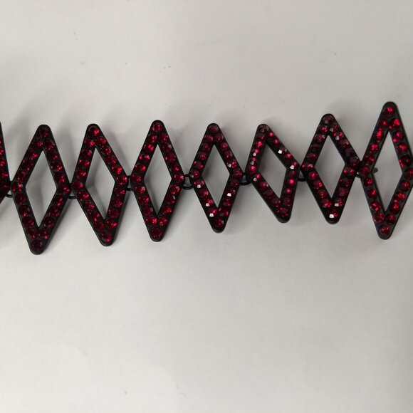 Triangular Choker Marked Red Rhinestone Goth Whimsigoth Dark Academia Adjustable - Picture 9 of 10